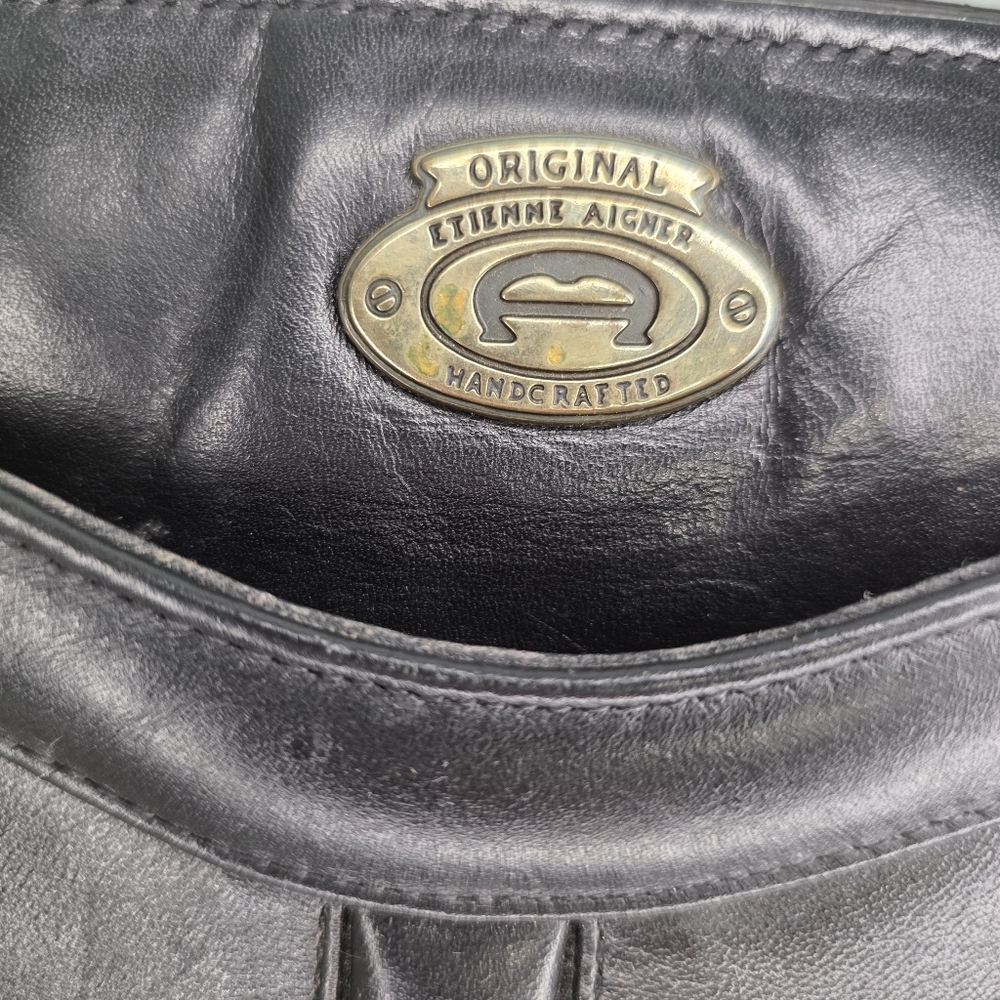 Vintage Etienne Aigner Handcrafted Leather Shoulder Bag Black - Picture 7 of 12